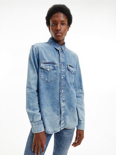 Calvin Klein Ruhák HU384529 | Calvin Klein Denim Férfi Ing Világos Kék